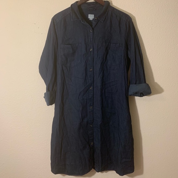a new day Dresses & Skirts - Dark Wash Chambray Shirt Dress